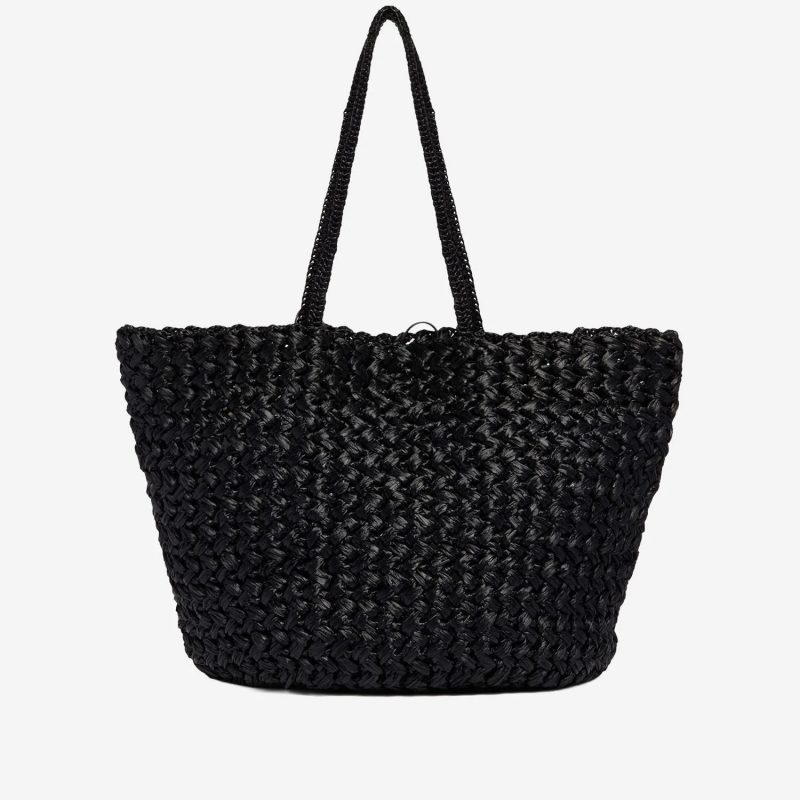 The Row estelle two large raffia bag black